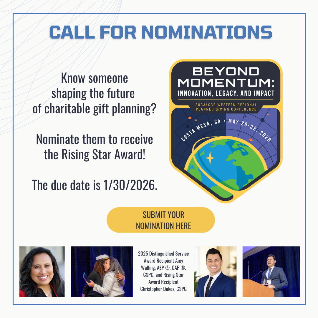 A futuristic conference logo and the tag line 'call for nominations' asking for distinguished service and rising star award nominations. Images of previous recipients. A man and a woman.
